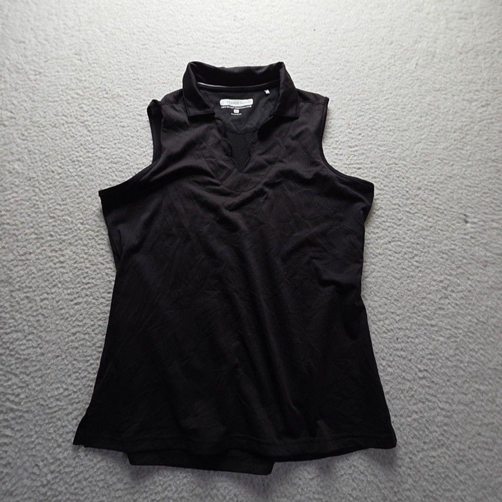 Pebble Beach Polo Shirt Womens XL Black Dry-Luxe Sleeveless Performance Golf Top